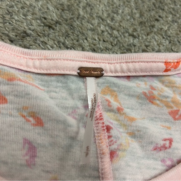 Free People Blush Combo Tourist Tee Shirt Floral Pink New with Tags NWT Top - Picture 8 of 10